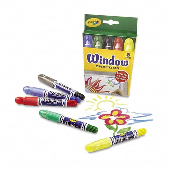 Washable Window Crayon Marker: Black, Blue, Green, Red & Yellow, Water-Based, Standard Point MPN:CYO529765