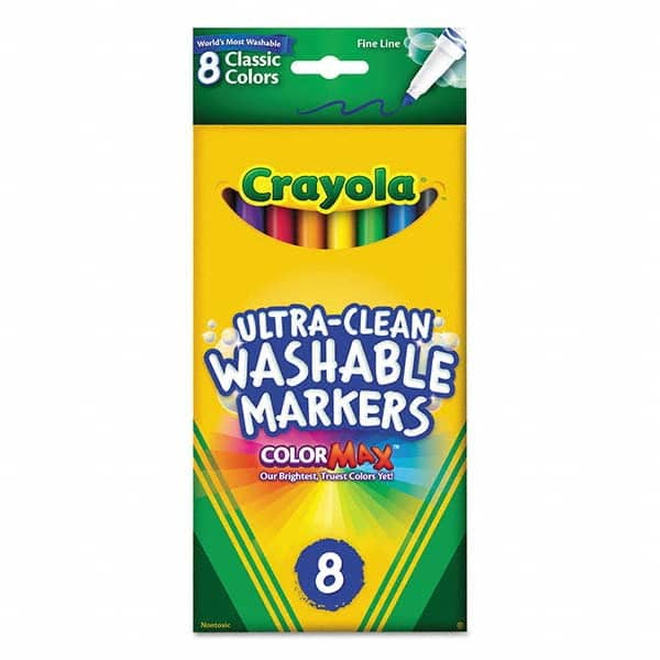 Washable Marker: Black, Blue, Brown, Green, Orange, Red, Violet & Yellow, Water-Based, Fine Point MPN:CYO587809