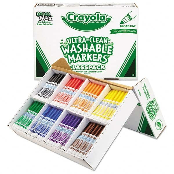 Washable Marker: Black, Blue, Brown, Green, Orange, Red, Violet & Yellow, Water-Based, Broad Point MPN:CYO588200