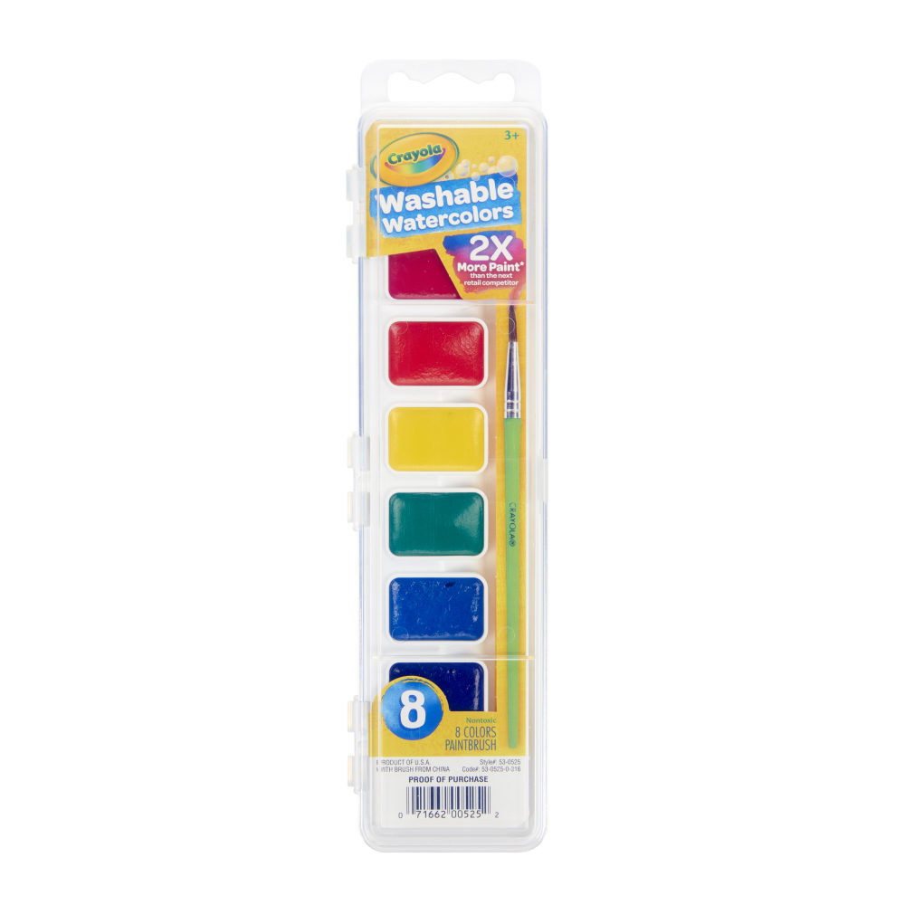 Crayola Washable Watercolor Set With Brush, Assorted Colors (Min Order Qty 23) MPN:53-0525
