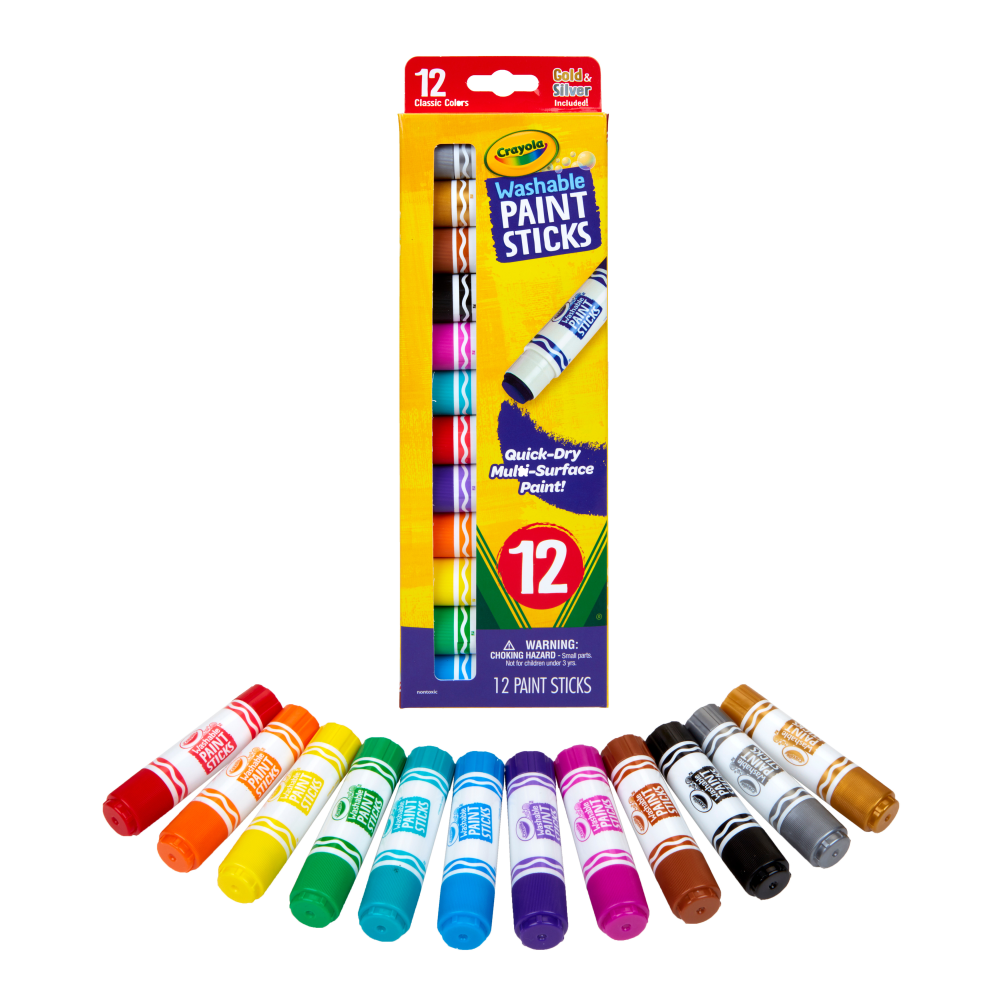 Crayola Washable Paint Sticks, Assorted Colors, Pack Of 12 Sticks MPN:54-6211