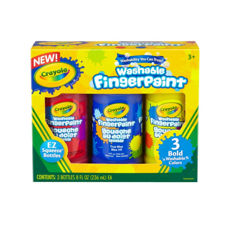Crayola Washable Primary Color Finger Paint Set, 8 Oz, Assorted Colors, Pack Of 3 (Min Order Qty 6) MPN:551310