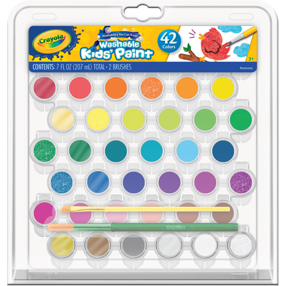 Crayola Washable Kids' Paints, 7 Oz, Assorted, Pack Of 42 Paints MPN:BIN540157