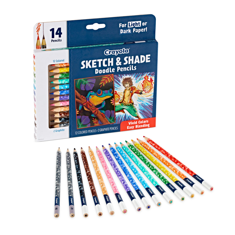 Crayola Doodle And Draw Sketch And Shade Pencils, Assorted Colors, Pack Of 14 Pencils MPN:68-2116