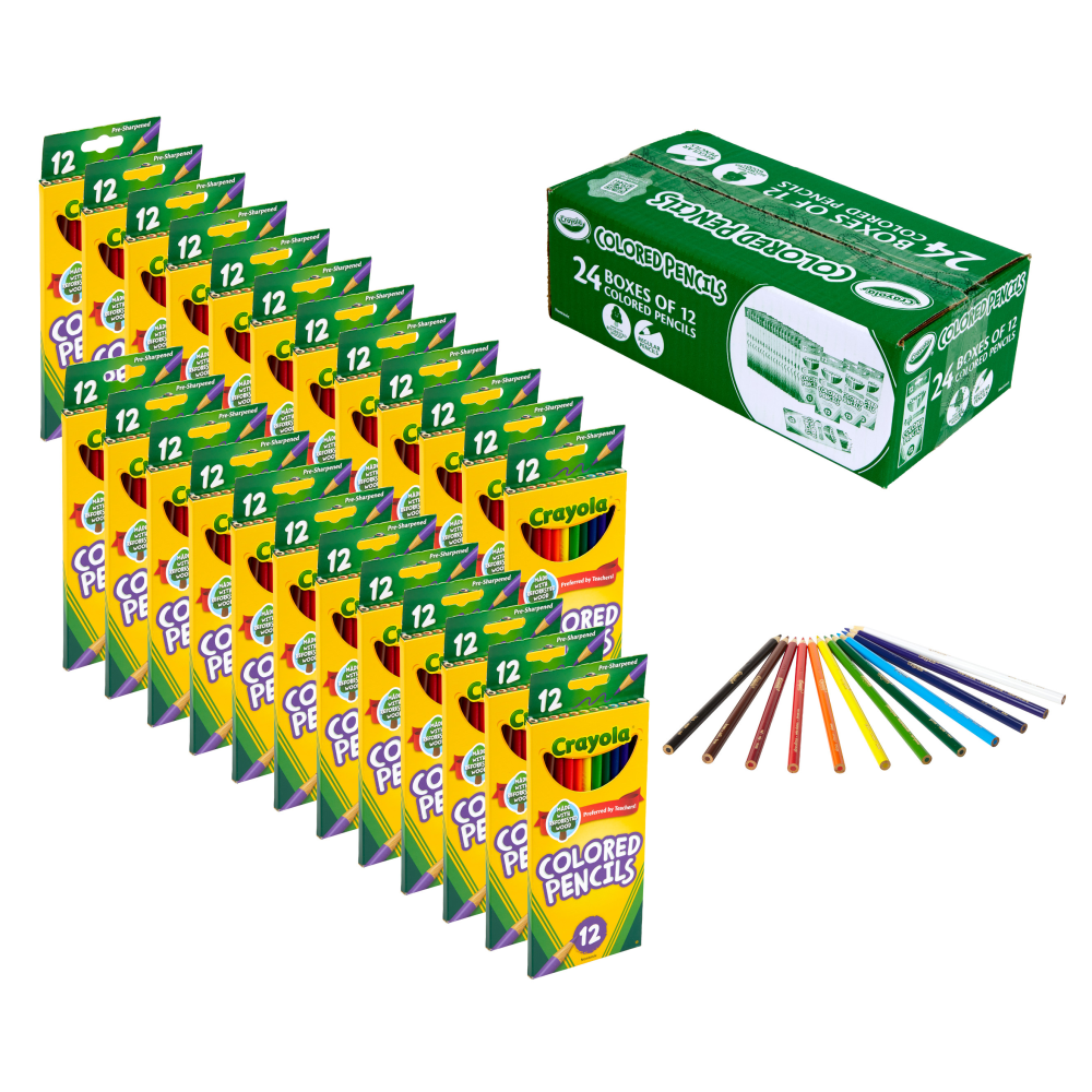 Crayola Bulk Colored Pencil Set - 24 Boxes of 12 Colors MPN:68-2133