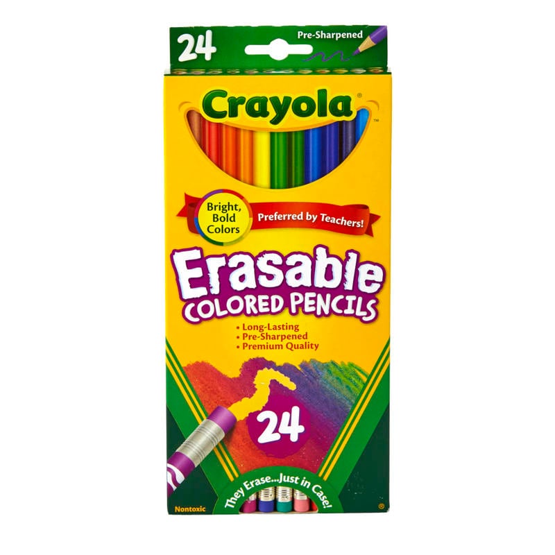 Crayola Erasable Colored Pencils, Assorted Colors, Pack Of 24 Colored Pencils MPN:68-2424