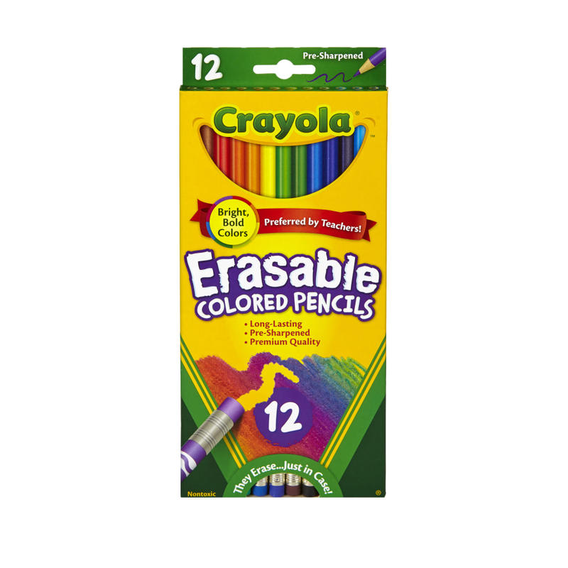 Crayola Erasable Colored Pencils, Pack Of 12 Pencils MPN:68-4412