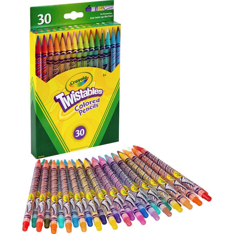 Crayola Twistables Color Pencils, Assorted Colors, Cylindrical Pouch, Set Of 30 MPN:68-7409