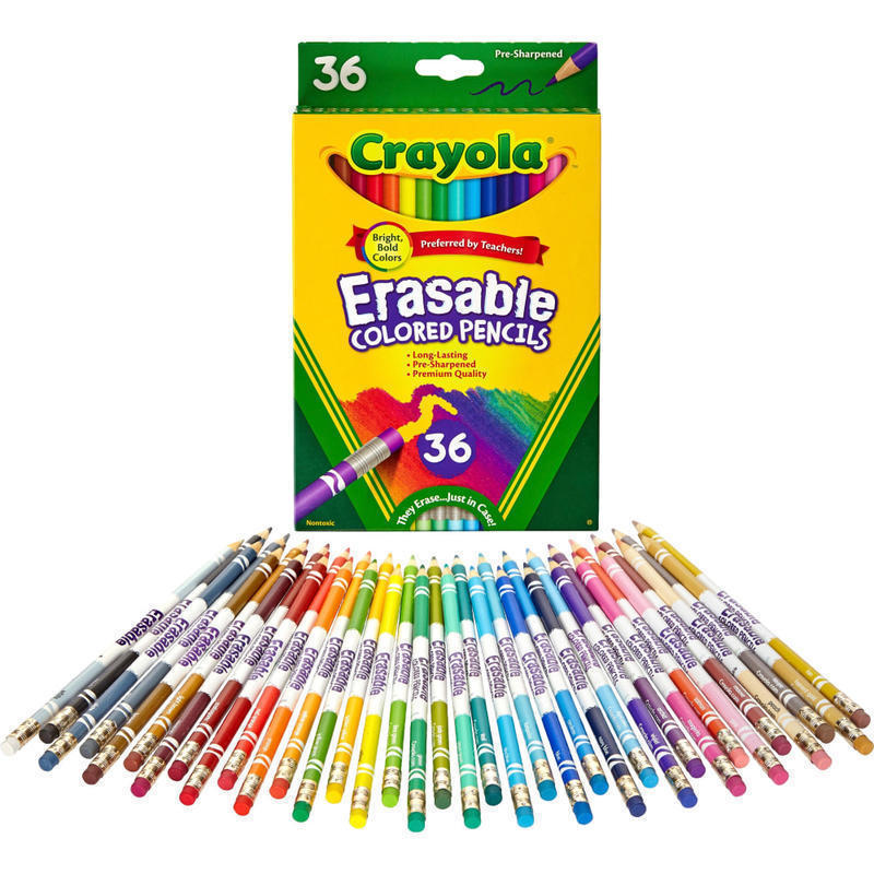 Crayola Erasable Colored Pencils, Pack Of 36, 3.3 mm, Assorted Colors MPN:681036