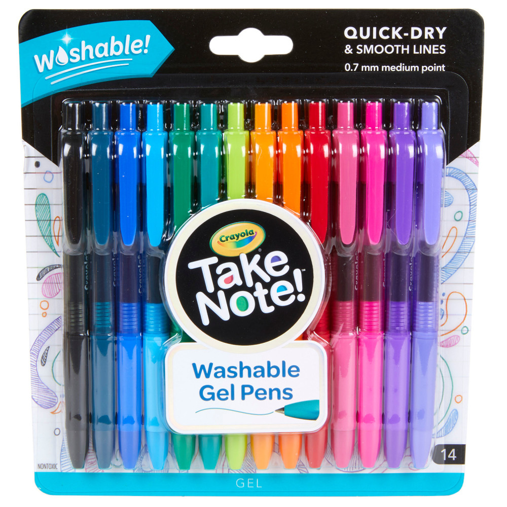 Crayola Take Note! Washable Gel Pens, Pack Of 14 MPN:BIN586414