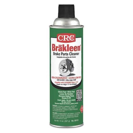 Brakleen Brake Parts Cleaner, Solvent, Non-Chlorinated, Flammable, 14 oz, Aerosol Spray Can MPN:05151