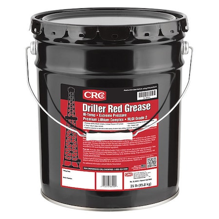 Driller Red Grease Ext Pressure, 35 lb., 35 lb, Pail, Red MPN:SL3650