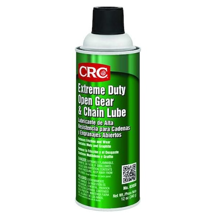 Extreme Duty, Open Gear and Chain Lubricant, 25 to 350 Degree F, 12 oz Aerosol Can MPN:03058