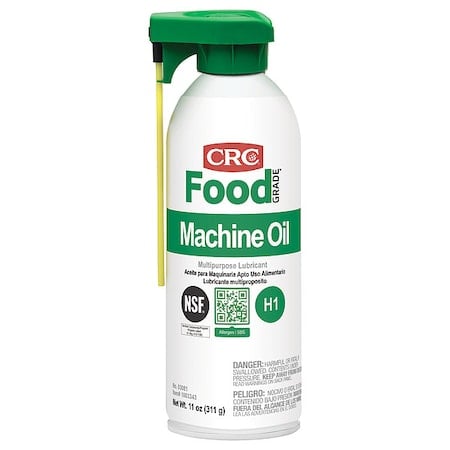 Food Grade Machine Oil, H1 Food Grade, 32 to 300 Degrees F, 11 oz, Aerosol Can, Clear MPN:03081