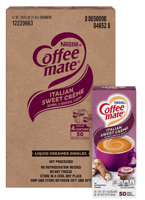Nestle Coffee-mate Liquid Creamer, Sweet Italian Creme Flavor, 0.37 Oz Single Serve x 200 MPN:12220663