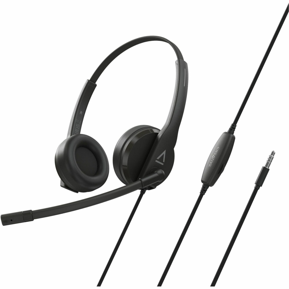 Creative HS-230 Lightweight Over-The-Head On-Ear Binaural Headset With Noise-Cancelling Mic, Black MPN:51EF1110AA000