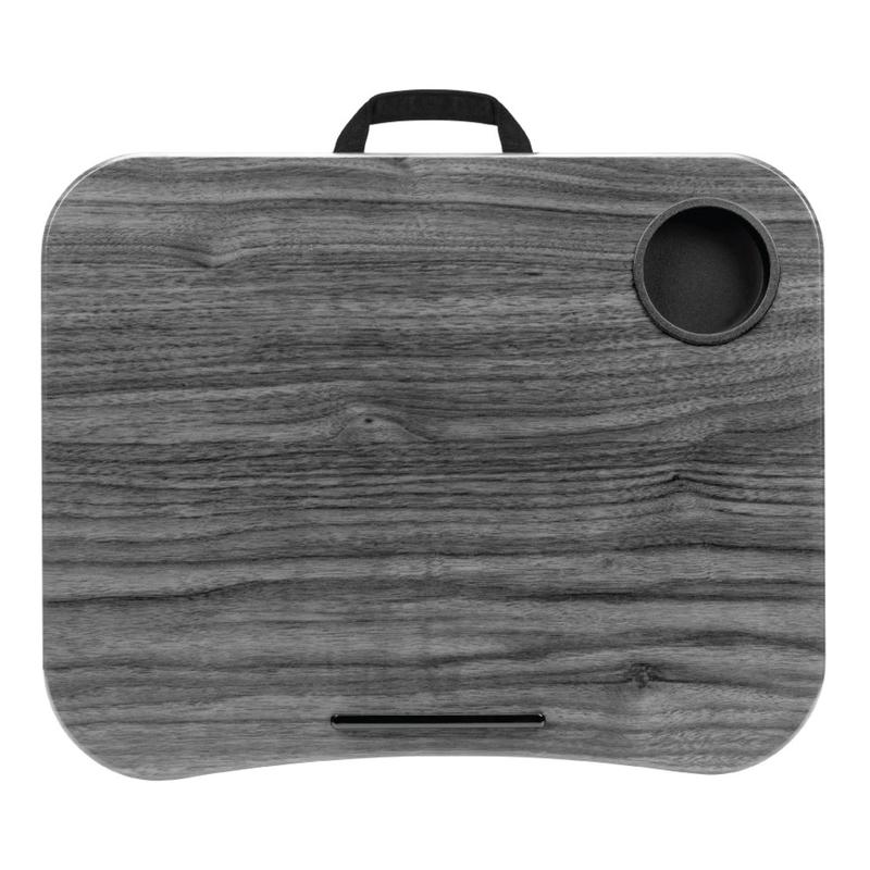 LapGear Lap Desk With Cup Holder, 14-3/4in x 18-1/2in x 2-13/16in, Gray Woodgrain MPN:46325
