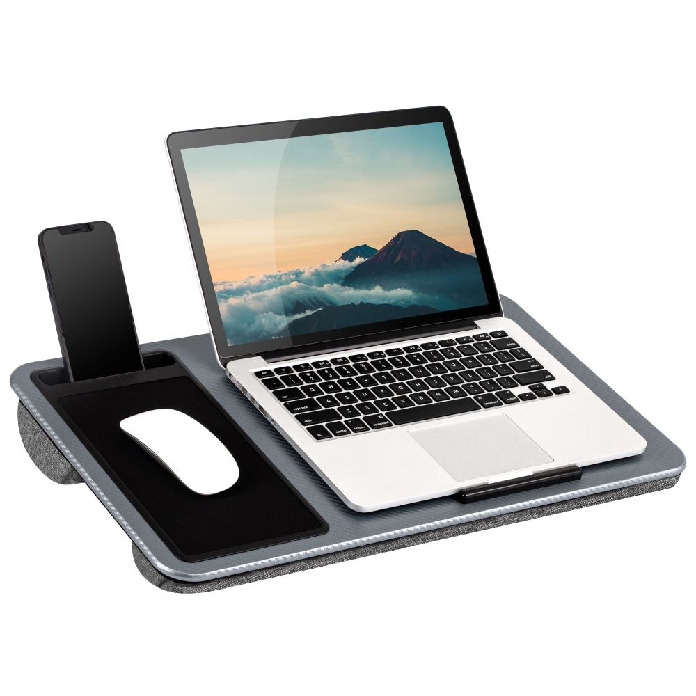 LapGear Home Office Lap Desk, 2-5/8inH x 21-1/8inW x 2-5/8inD, Silver Carbon MPN:91405