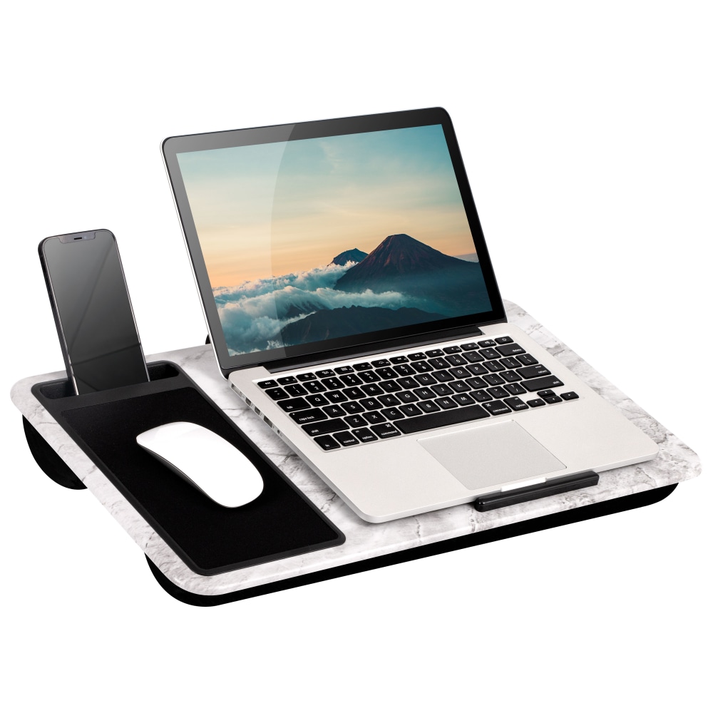LapGear Home Office Lap Desk, 2-5/8inH x 21-1/8inW x 2-5/8inD, White Marble MPN:91411