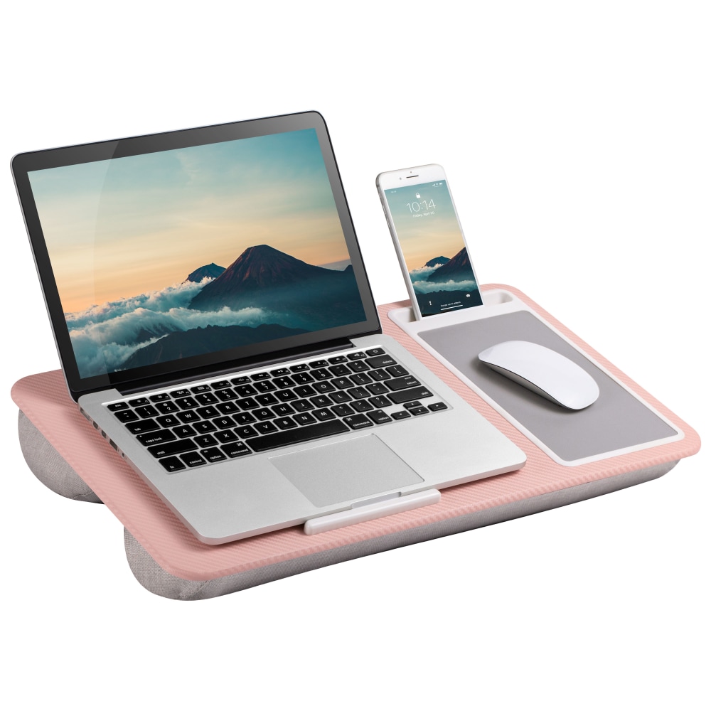 LapGear Home Office Lap Desk, 2-5/8inH x 21-1/8inW x 2-5/8inD, Rose Quartz Carbon MPN:91584