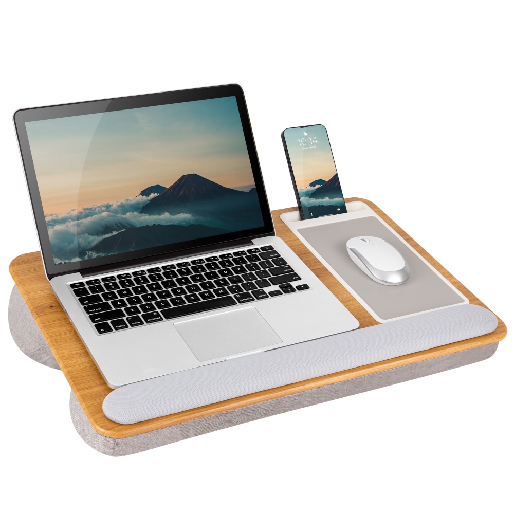 LapGear Home Office Pro Lap Desk, 2-5/8inH x 21-1/8inW x 2-5/8inD, Oak Woodgrain MPN:91599