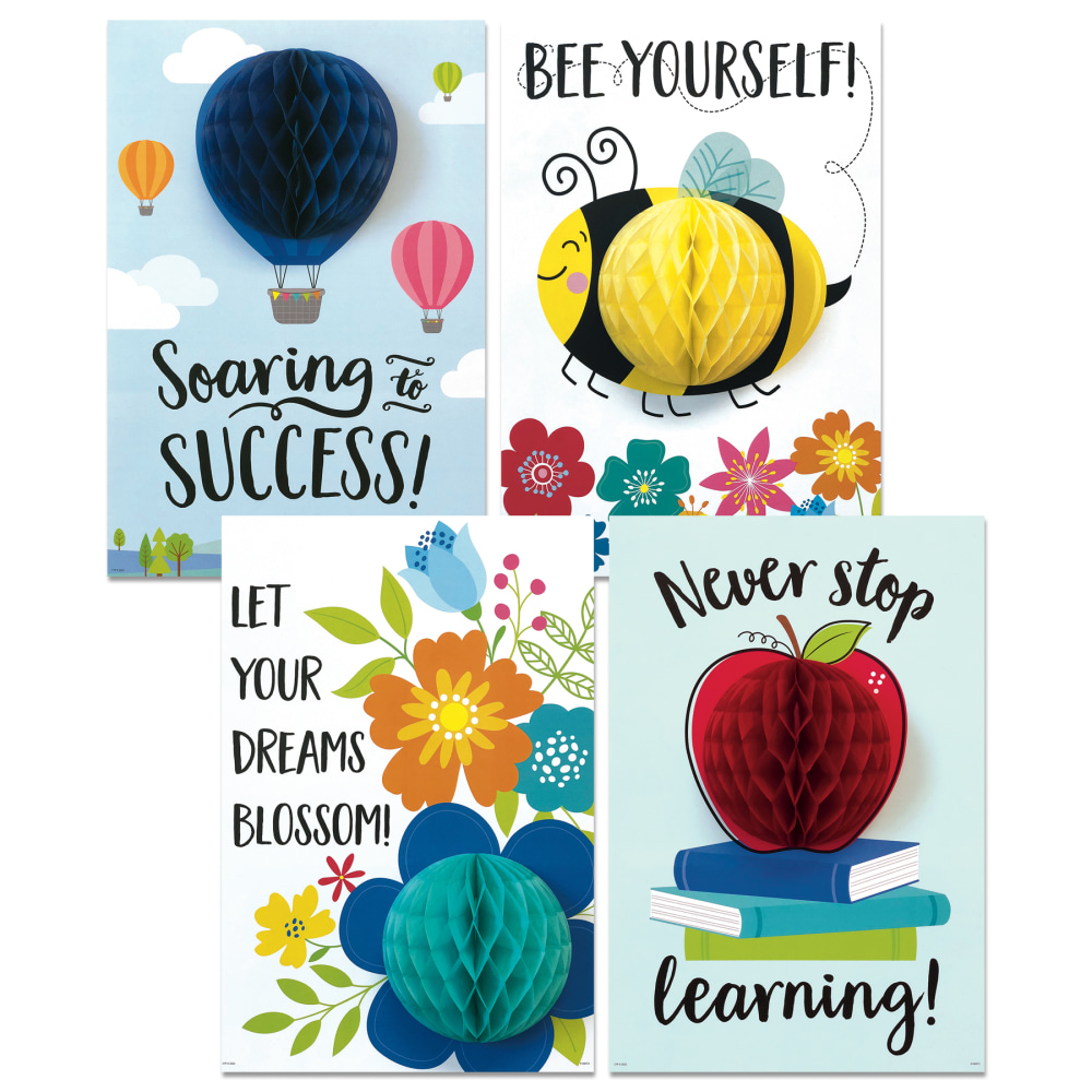 Creative Teaching Press 3D POP! Positive Mindset Inspire U Posters, 17-1/2in x 12in, Pack Of 4 Posters MPN:CTP10697