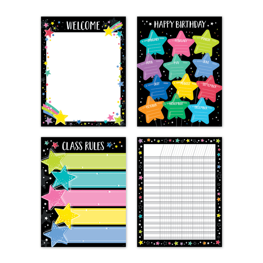 Creative Teaching Press Star Bright Classroom Essentials Charts, 17in x 22in, Multicolor, Pack Of 4 Charts MPN:CTP10989
