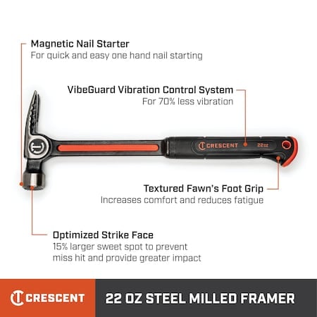 22 oz Steel Milled-Face Framing Hammer MPN:CHSFRM22