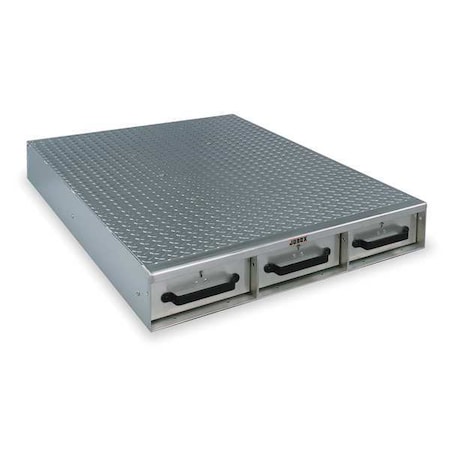 3 Drawer Long Floor Heavy-Duty Aluminum Drawer Storage 36 in W x 6 in H x 50 in L MPN:1403980