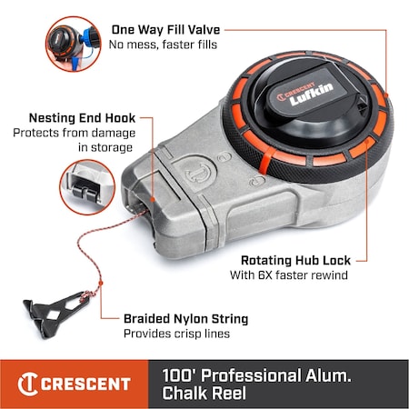 100' Professional Aluminum Chalk & Reel with Blue Chalk MPN:CLA100B