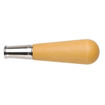 Metal Ferruled File Handle, Length 3 3/4 in, Dia 15/16 in, Wood MPN:21520N