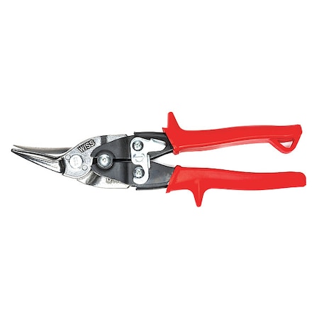 Aviation Snip, Left, 9 3/4 in Overall Length, 1 1/2 in Cutting Length, Serrated Edge, Steel Handle MPN:M1R