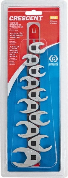 Crowfoot Wrench Set: 10 Pc, 1