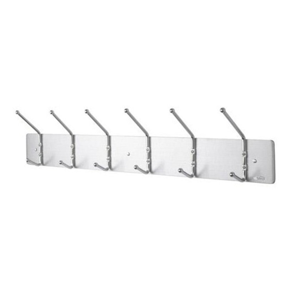 Safco 6-Hook Coat Rack, 7inH x 36inW x 3-3/4inD, Satin MPN:4162
