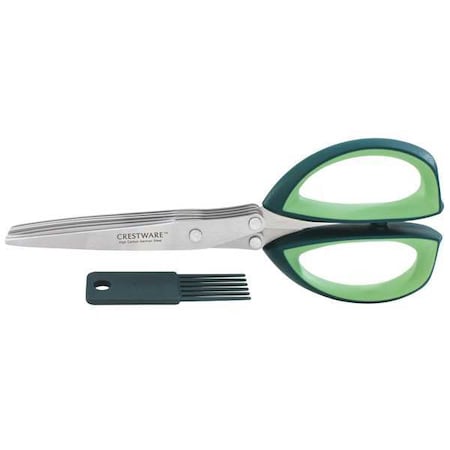 Kitchen Shears, 8 in L, Black/Green Handle MPN:KN14