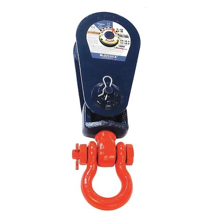 Snatch Block, Wire Rope, 3/4 in Max Cable Size, 16, 000 lb Max Load, Painted MPN:109126