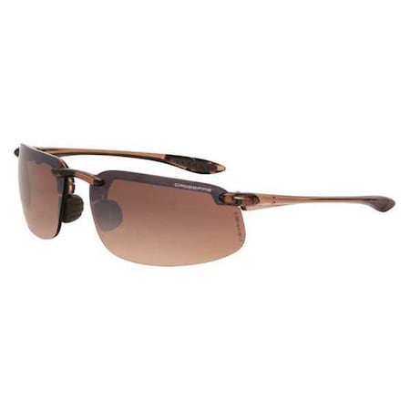 ES4, Safety Glasses, Anti-Scratch, Amber Mirror Lens, Brown Frame, Half-Frame MPN:211125