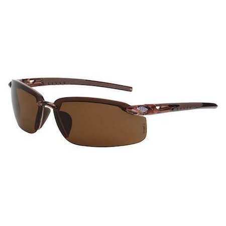 ES5, Safety Glasses, Anti-Scratch, Amber Lens, Brown Frame, Half-Frame, Polarized MPN:291113