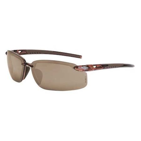 ES5, Safety Glasses, Anti-Scratch, Amber Mirror Lens, Brown Frame, Half-Frame MPN:29117