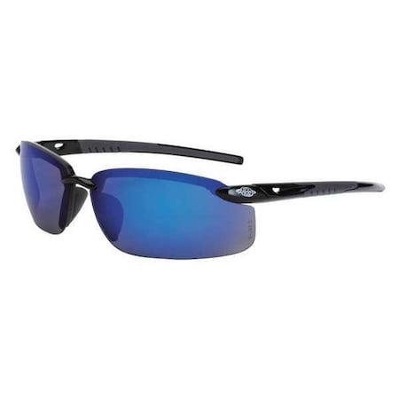ES5, Safety Glasses, Anti-Scratch, Blue Mirror Lens, Black Frame, Half-Frame MPN:2968