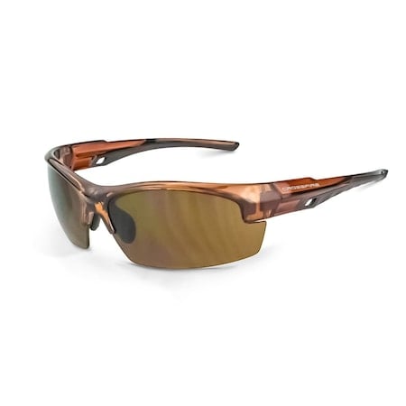 Safety Glasses, Anti-Scratch, HD Brown Lens, Crystal Brown Frame MPN:40117