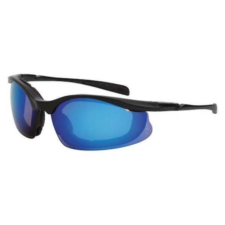 Concept, Safety Glasses, Anti-Scratch, Blue Mirror Lens, Black Frame, Full-Frame MPN:828