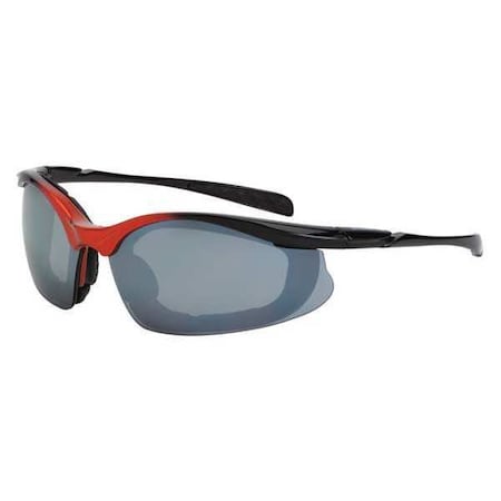 Concept, Safety Glasses, Anti-Scratch, Gray Mirror Lens, Black, Orange Frame, Half-Frame MPN:873