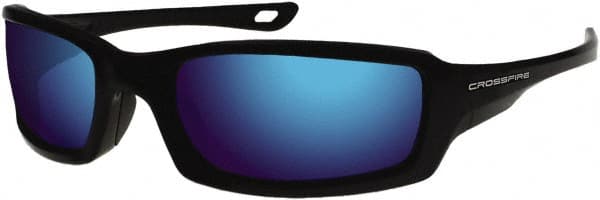 Safety Glass: Scratch-Resistant, Polycarbonate, Blue Mirror Lenses, Full-Framed, UV Protection MPN:20288