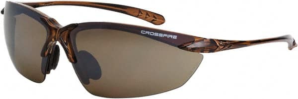 Safety Glass: Scratch-Resistant, Polycarbonate, Brown Flash Mirror Lenses, Full-Framed, UV Protection MPN:9117