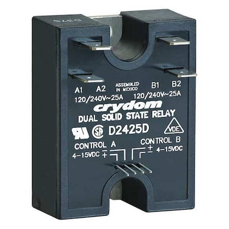 Dual Solid State Relay, 2 Phase, Screw Clamp, Panel, SCR MPN:D2425D