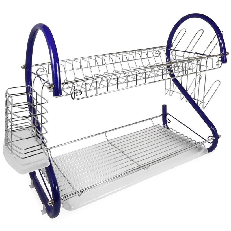 Better Chef DR-165R 2-Tier Chrome-Plated Dish Rack, 16in, Blue MPN:995109163M