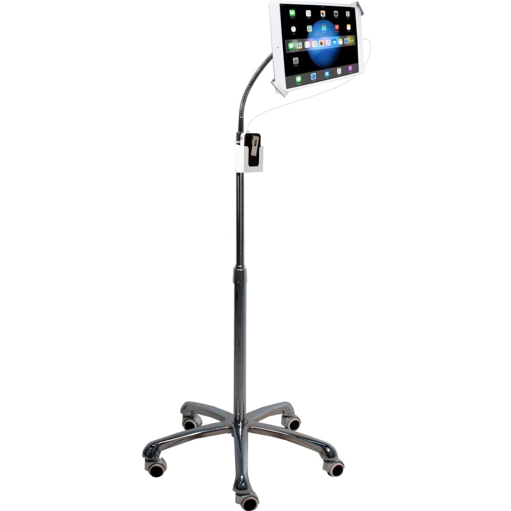 CTA Digital Aluminum Heavy-Duty Security Gooseneck Floor Stand For 7in To 13in Tablets, 64inH x 26inW x 26inD, Silver MPN:PAD-SHFS
