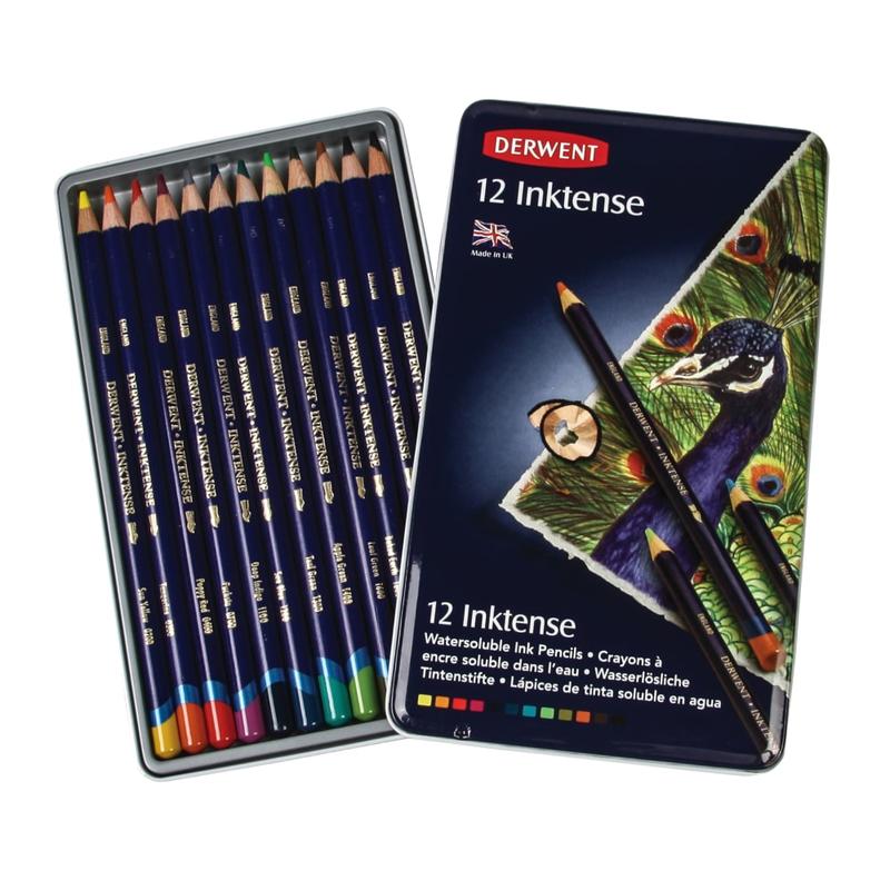 Derwent Inktense Pencil Set, Assorted Colors, Set Of 12 Pencils MPN:0700928