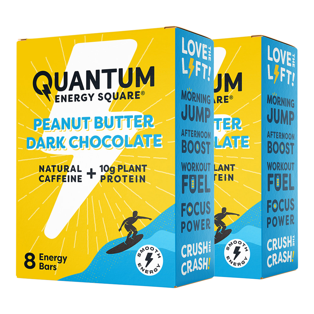 QUANTUM ENERGY SQUARE PEANUT BUTTER DARK CHOCOLATE HEALTH BARS - 16-1.69 OZ MPN:QTM-CAD06PB